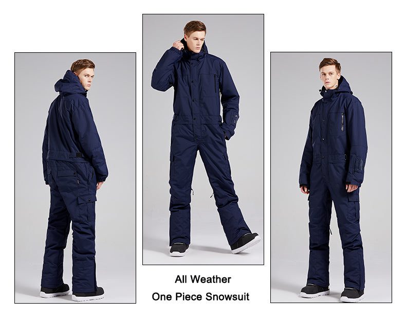 Men's Blue Magic All Weather Mountain Discover One Piece Ski Jumpsuit Winter Snowsuits