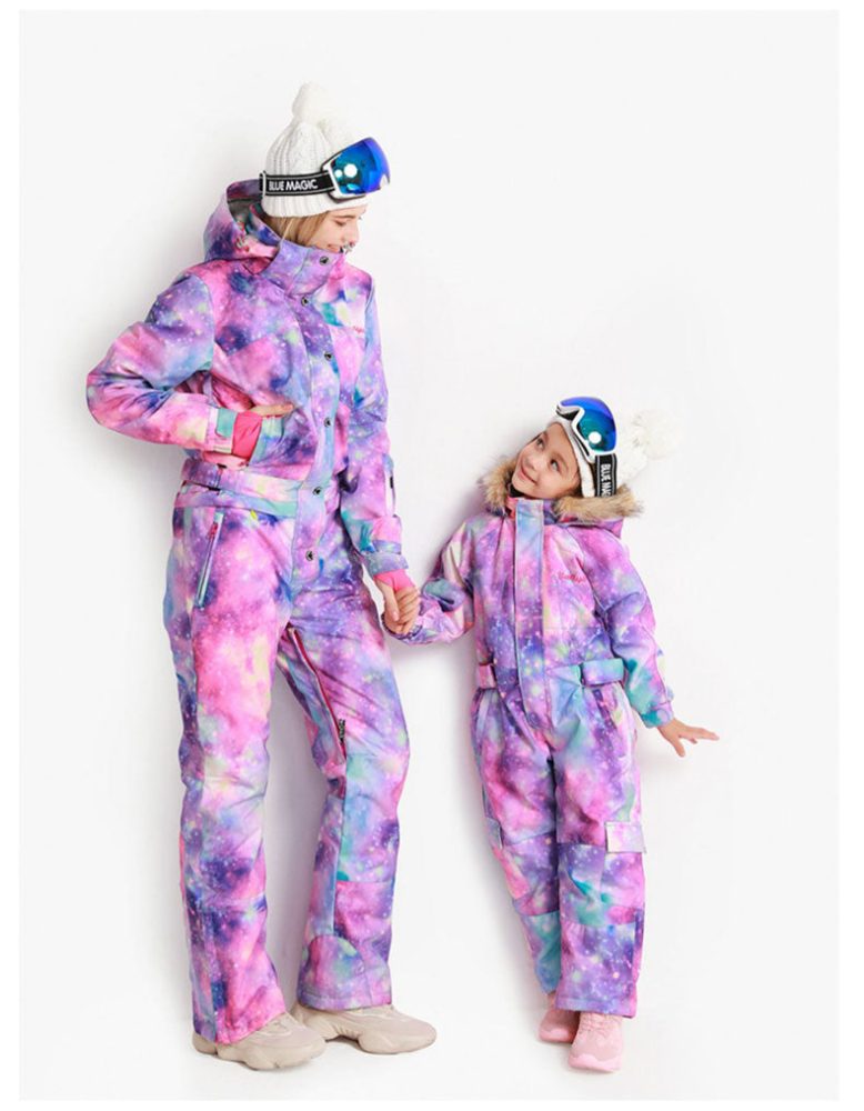 Kid's Blue Magic Waterproof Colorful One Piece Coveralls Ski Suits Winter Jumpsuits