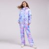 Women's Colorful Fancy Print One Piece Ski Jumpsuit Winter Snowsuits