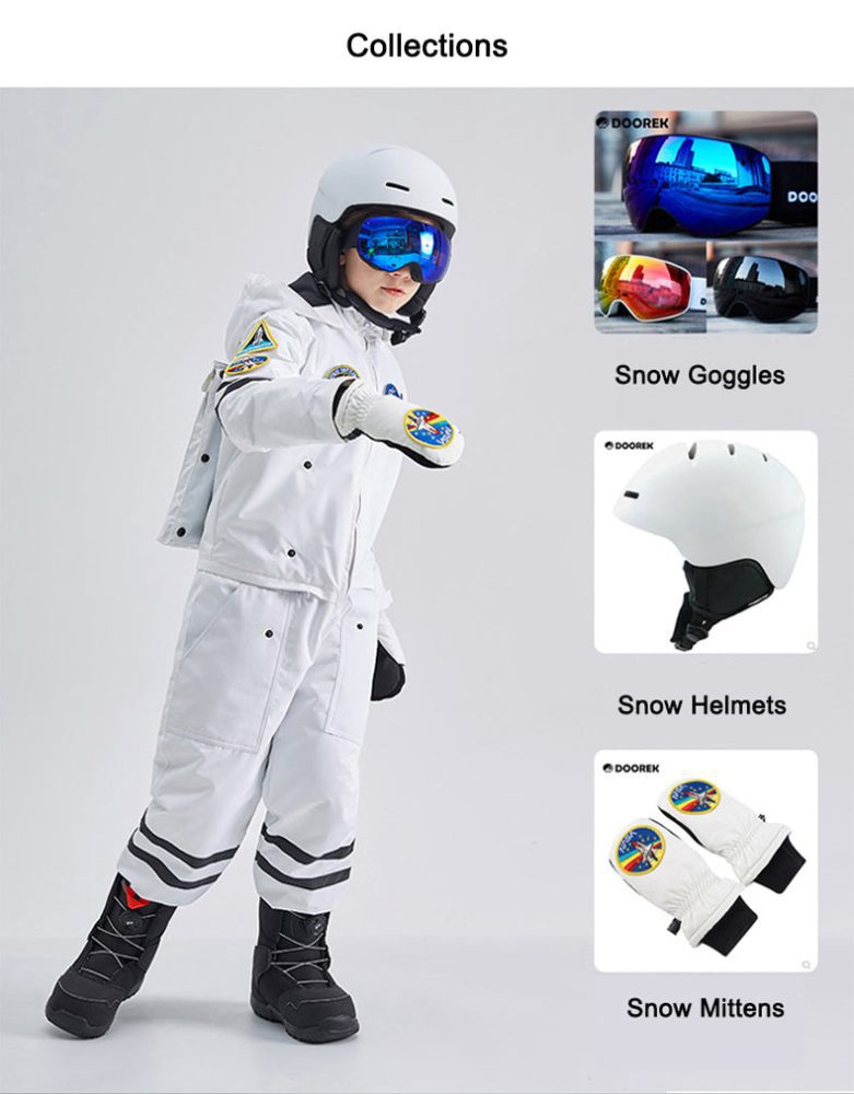 Kids Doorek Nasa Space Waterproof Cute Ski Suit One Piece Snowsuits