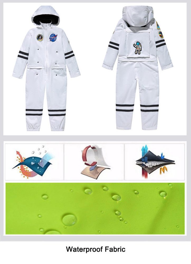 Kids Doorek Nasa Space Waterproof Cute Ski Suit One Piece Snowsuits