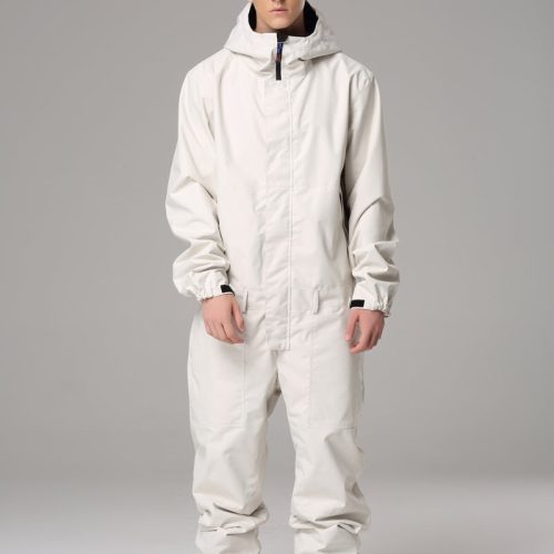 Men's Searipe One Piece Stylish White Ski Suits Winter Jumpsuit Snowsuits